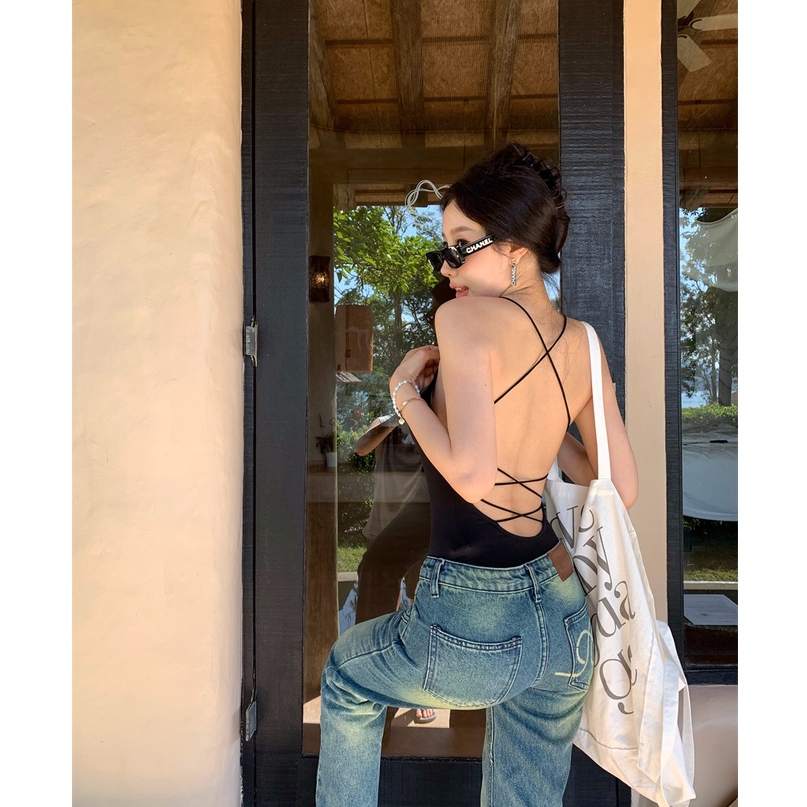 【JMWOMEN】Áo Liền Quần Tập Yoga Phong Cách Mỹ Khoét Rỗng Siêu Đẹp Có Khóa Cài Đáy Hàng Ngày Cho Nữ