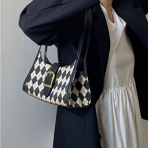 Mischa Túi canvas Đeo Vai Hình Thoi Phong Cách retro Đơn Giản Dễ Phối Đồ Cho Nữ