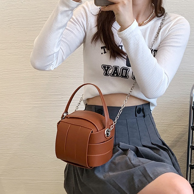 MISCHA Túi Xách Da PU Đeo Vai Phối Màu Tương Phản Phong Cách Hàn Quốc Thời Trang Cho Nữ