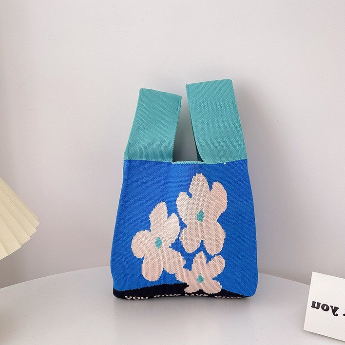 Túi Đeo Vai Đan Len Họa Tiết Sọc Caro Thời Trang Cho Nữ