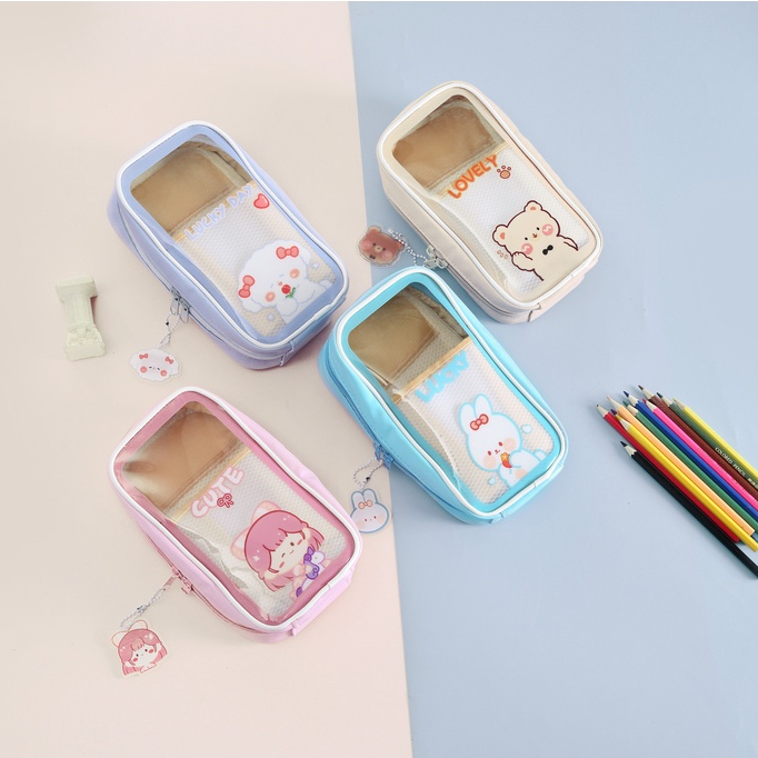 Hộp Bút Trong Suốt Cỡ Lớn Thiết Kế Đơn Giản Sáng Tạo