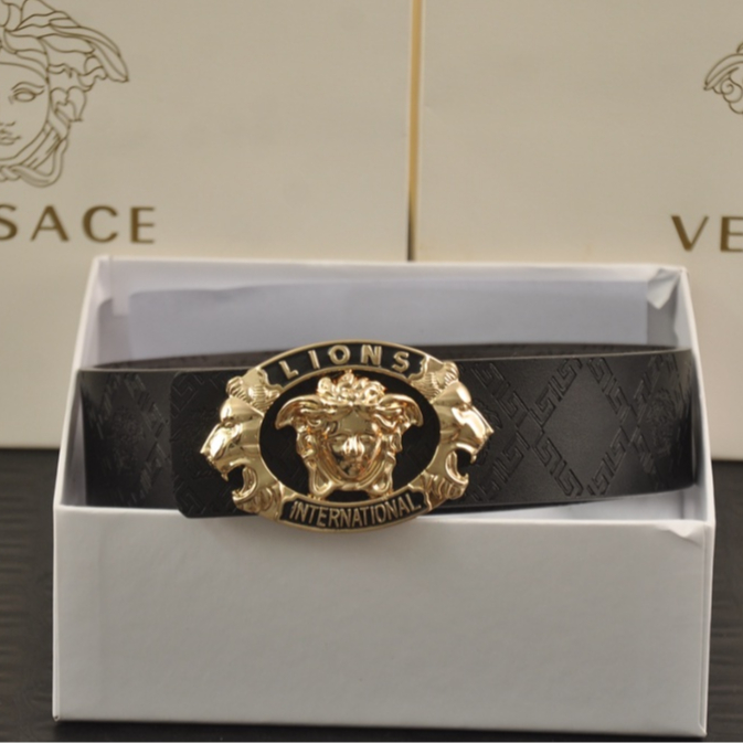 Hợp thời trang Versace Nổi Medusa Phong cách đầu Medusa Da bò dập nổi Thắt lưng nam công sở thông th