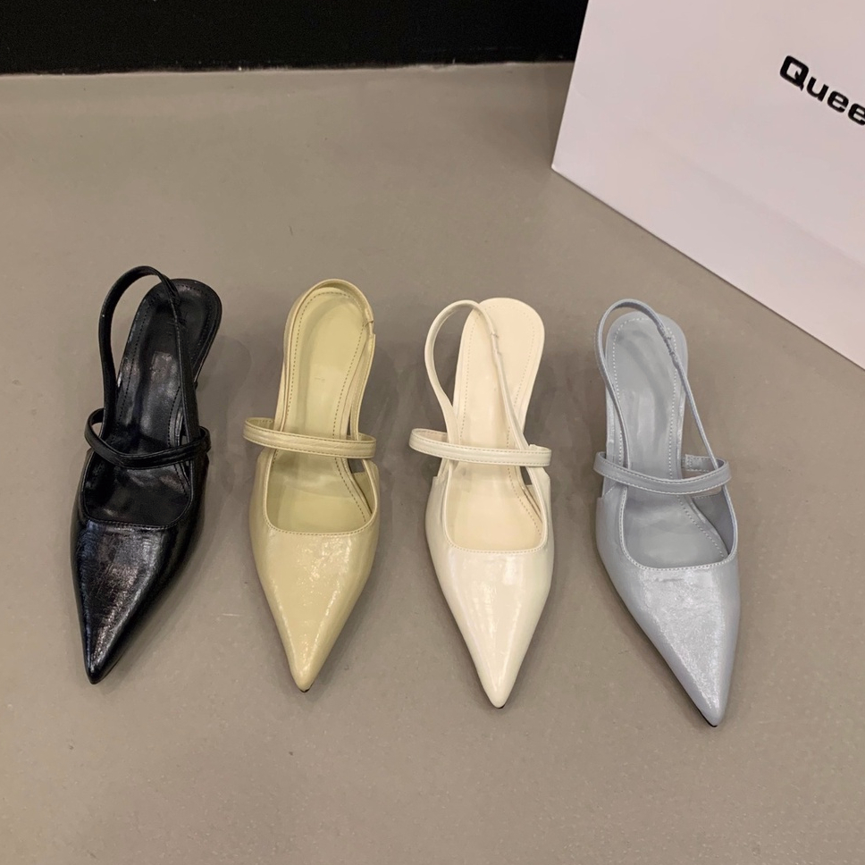 Giày Cao Gót Mũi Nhọn Màu Trơn Thời Trang Hàn Quốc Cho Nữ Giày Cao Gót Đính Lông Vũ Thiết Kế Dễ Thương Cho Bé