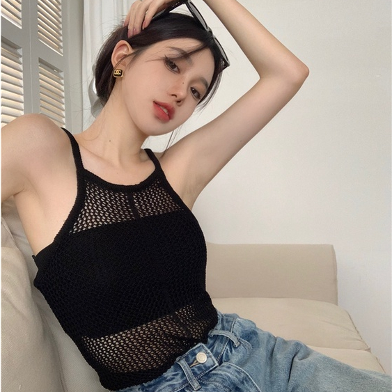 Áo Tank Top Sát Nách Dáng Ôm Thiết Kế Khoét Lỗ Thời Trang Quyến Rũ Cho Nữ