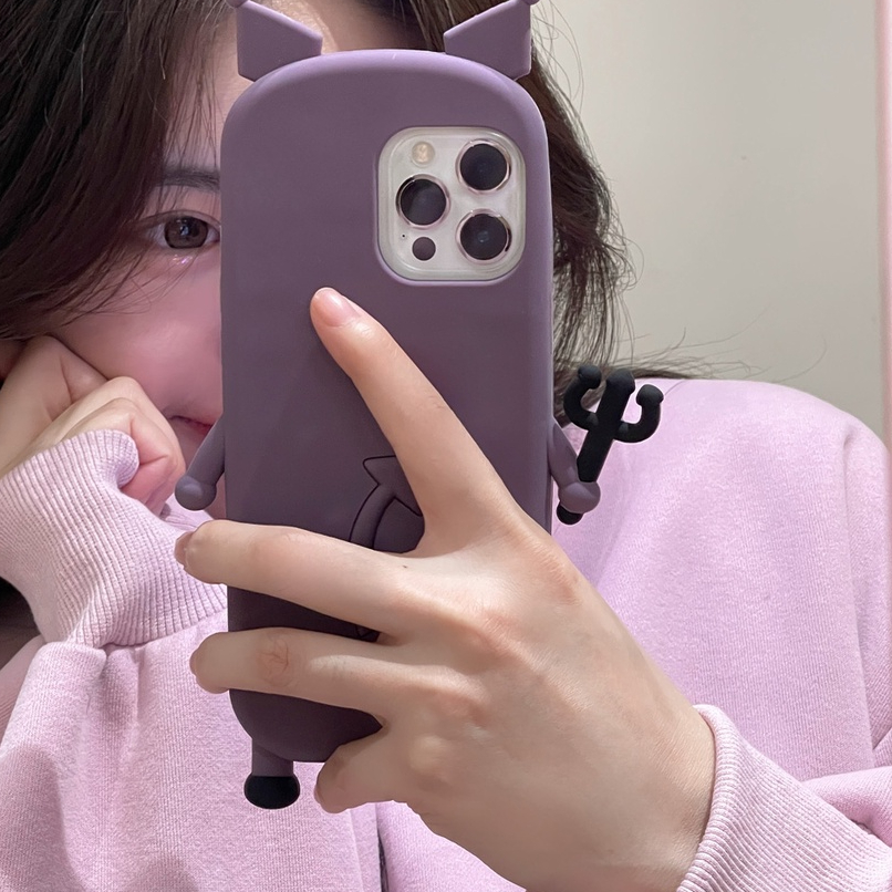 Ốp Điện Thoại Silicon Hình Demon Kuromi 3D Cho Iphone 11 12 13 14 PRO MAX