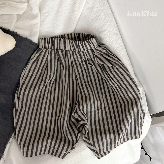 MNGRL Quần Short Cotton Ống Rộng Sọc Thoải Mái Mềm Mát Thời Trang Dành Cho Trẻ Em