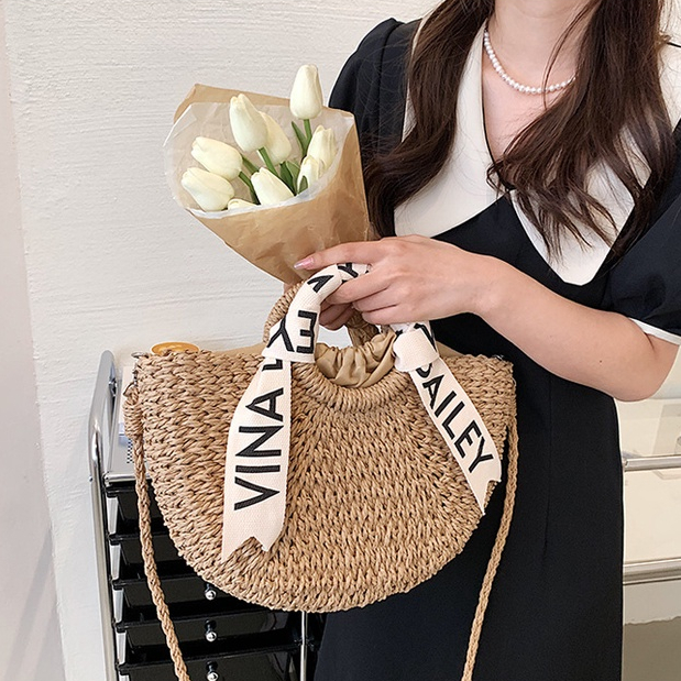 MISCHA Túi Cói Đeo Vai Sức Chứa Lớn Thời Trang Cho Nữ