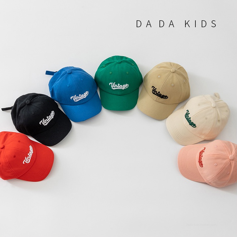 Mũ Vải Canvas Thêu Chữ Thời Trang Bốn Mùa Xinh Xắn Dành Cho Bé