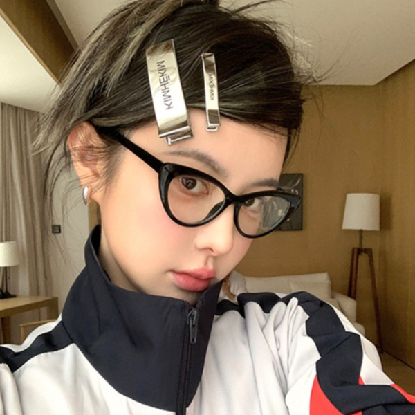 Kẹp Tóc Mỏ Vịt Màu Bạc Bóng In Chữ Kim blogger Thời Trang Cho Nữ