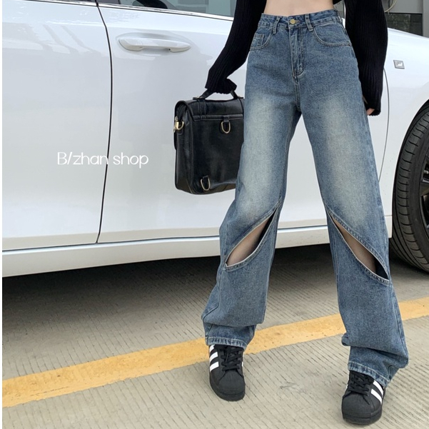 Quần Jeans Nữ Lưng Cao Dáng Rộng Thời Trang Phong Cách Hàn Quốc