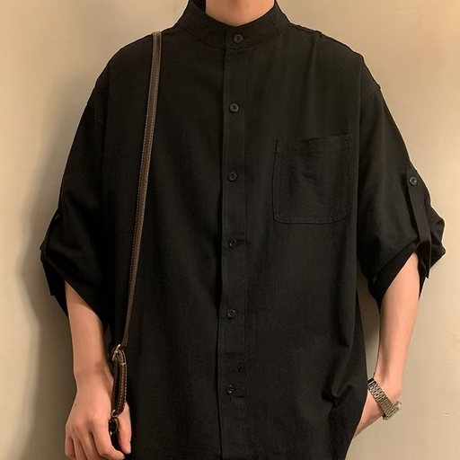 Áo Sơ Mi Tay Lửng Màu Sắc Trơn Phong Cách Hàn Quốc Nhật Bản Size M-3XL 3 Màu Tùy Chọn