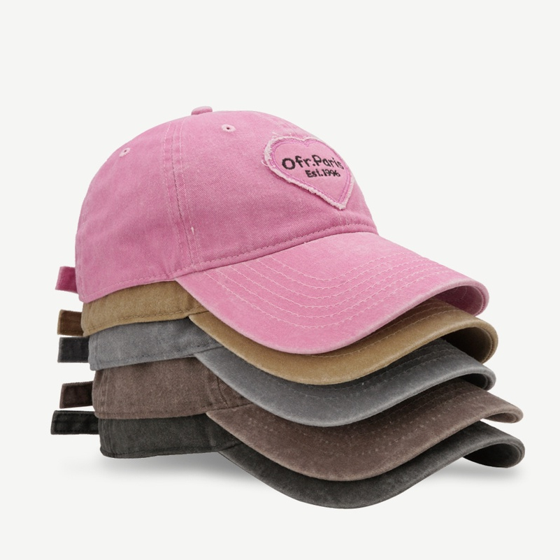 Mũ Lưỡi Trai Mềm Thêu Hình Trái Tim Phong Cách Hàn Quốc Cho Cặp Đôi