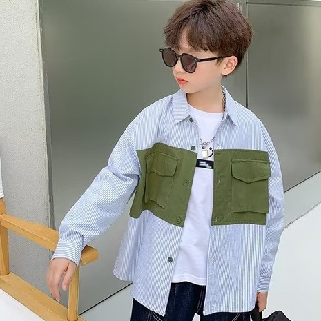 Áo Sơ Mi Họa Tiết Kẻ Sọc Thời Trang Đường Phố Phương Tây Dành Cho Bé Trai 5-13 Tuổi