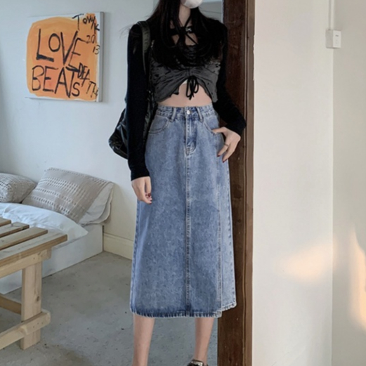 Chân Váy Denim Dài Lưng Cao Thiết Kế Mới Thời Trang Dành Cho Mùa Hè