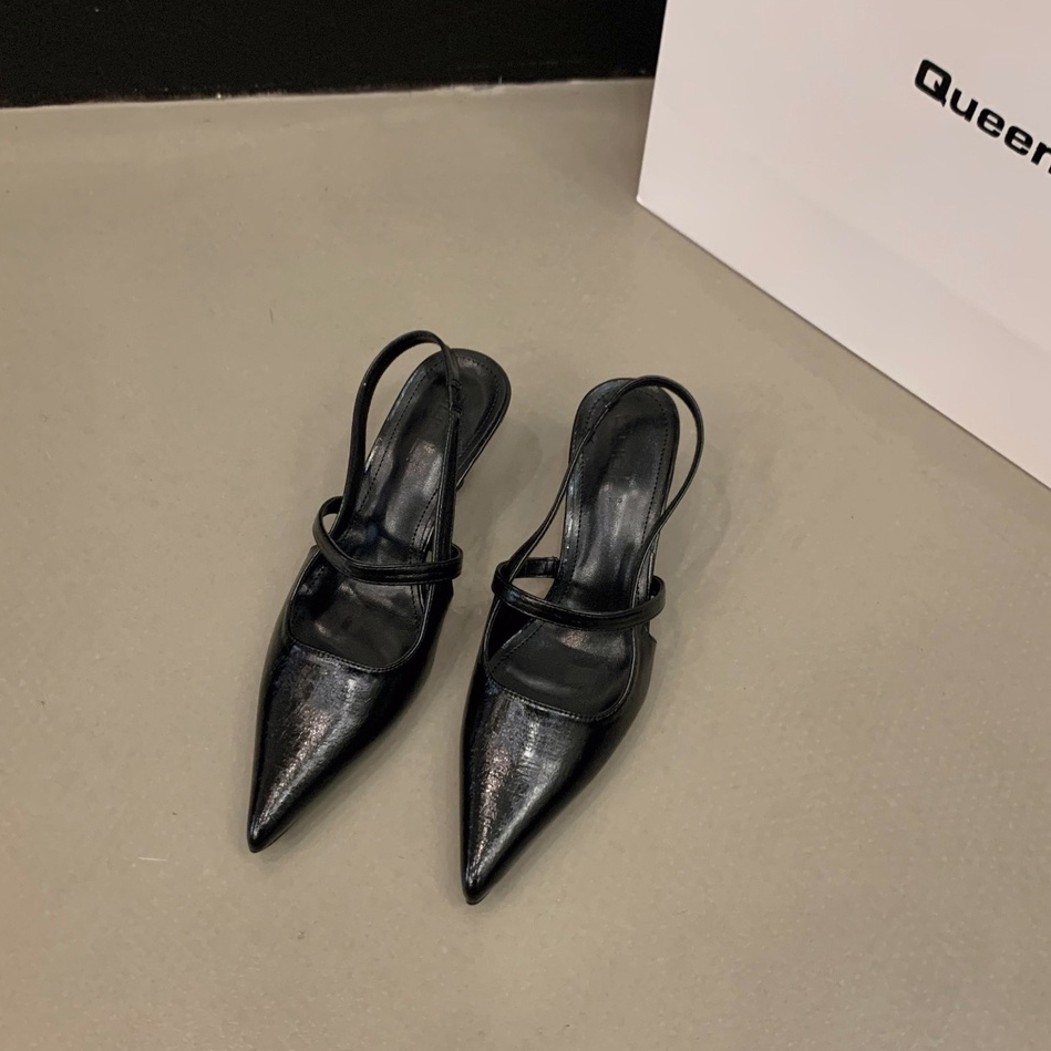 Giày Cao Gót Mũi Nhọn Màu Trơn Thời Trang Hàn Quốc Cho Nữ Giày Cao Gót Đính Lông Vũ Thiết Kế Dễ Thương Cho Bé