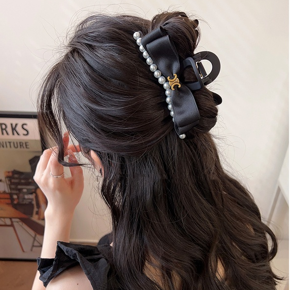 Kẹp Tóc Nơ Đen Đơn Giản Phong Cách Hàn Quốc Cao Cấp Cho Nữ