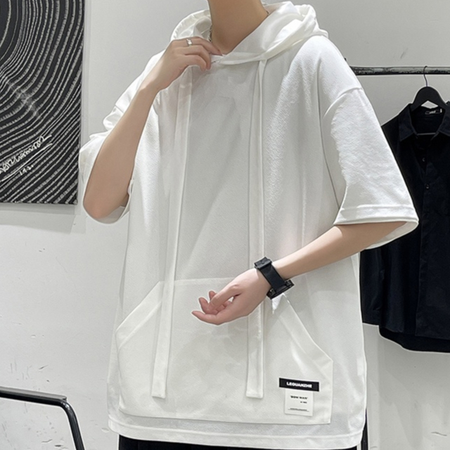 Áo Hoodie Tay Lỡ Màu Sắc Đơn Giản Phong Cách Hàn Quốc Cho Nam mùa hè áo hoodie unisex form rộng