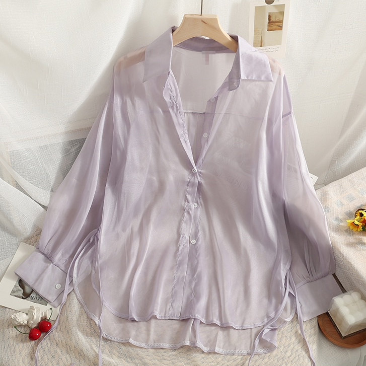 Áo Sơ Mi Dài Tay Chống Nắng Dáng Rộng Mỏng Nhẹ Có Dây Rút Thời Trang Mùa Hè Cho Nữ | BigBuy360 - bigbuy360.vn