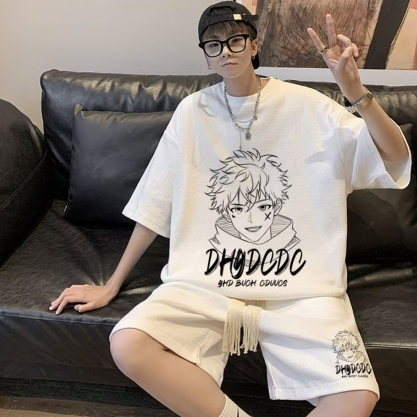 【M-5XL】Bộ Đồ Thể Thao Dáng Rộng In Họa Tiết Đơn Giản Thời Trang Mùa Hè Cho Nam Và Nữ Bộ thể thao sinh viên in ấn thời trang Bộ đồ thể thao unisex