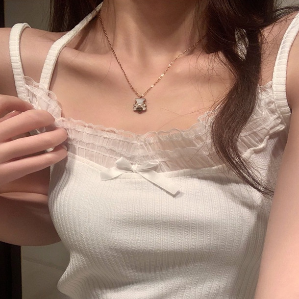 Áo Ren Cổ Yếm Dài, Áo Hai Dây Nhỏ Ngọt Ngào
