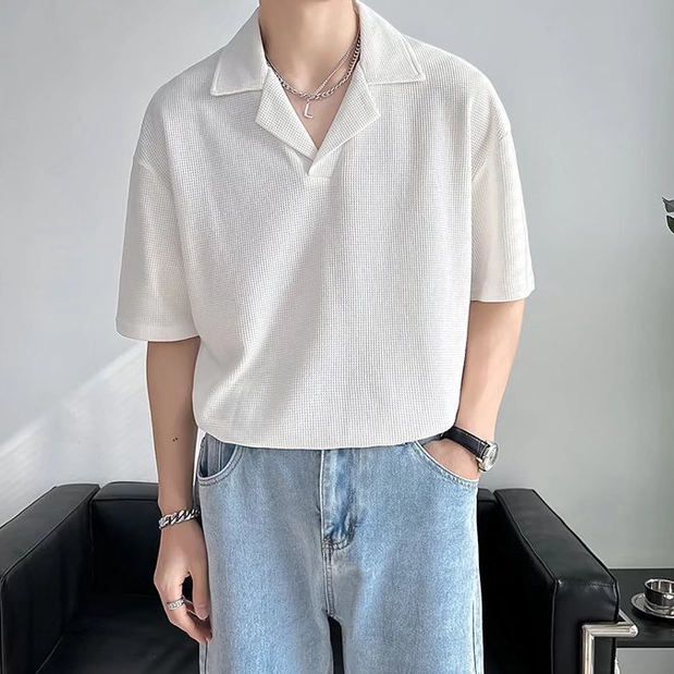Áo polo Ngắn Tay Form Rộng Phong Cách Hàn Quốc Dành Cho Nam