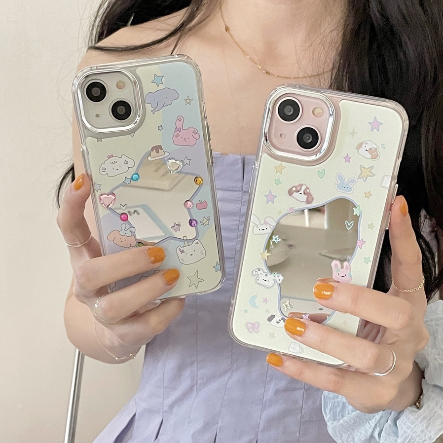 Ốp Điện Thoại TPU Mềm Tráng Gương Họa Tiết Hoạt Hình Cho iphone 14 Pro Max 13 Pro Max 12 Pro Max