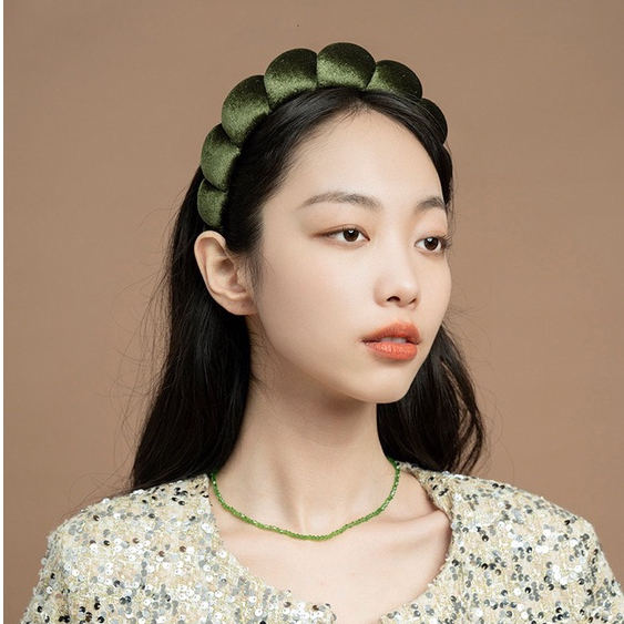 Băng Đô Vải Nhung Màu Trơn Phong Cách Hàn Quốc Cho Nữ