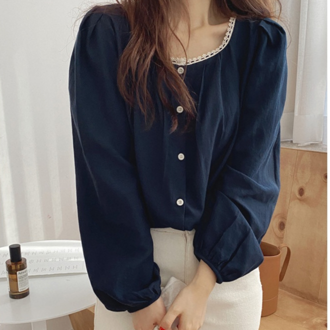Áo Sơ Mi Nữ Dài Tay Dáng Rộng Phong Cách Hàn Quốc Baju Baju Wanita Lengan Panjang Hàng Mới Có Sẵn