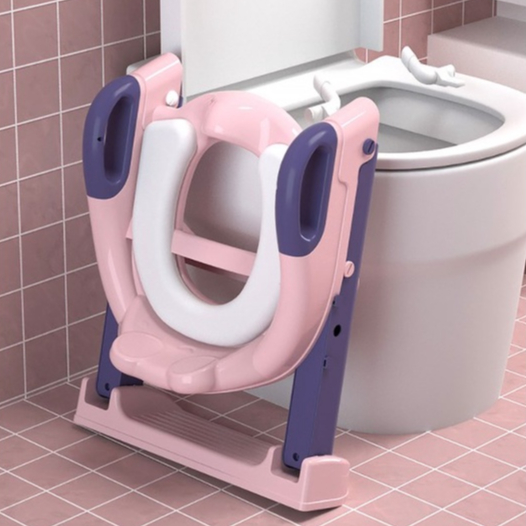 Babyfair. Thang bô vệ sinh kèm bệ lót thu nhỏ bồn cầu có tay vịn gấp gọn an toàn cho bé