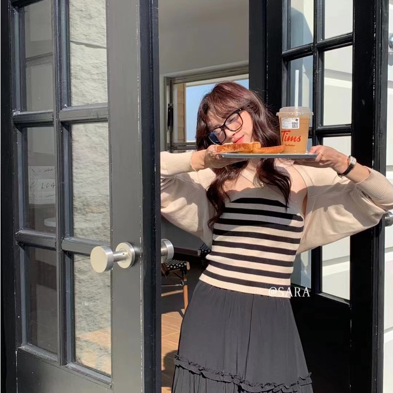 Áo Tank Top Sát Nách Hoạ Tiết Kẻ Sọc Thiết Kế Hợp Thời Trang