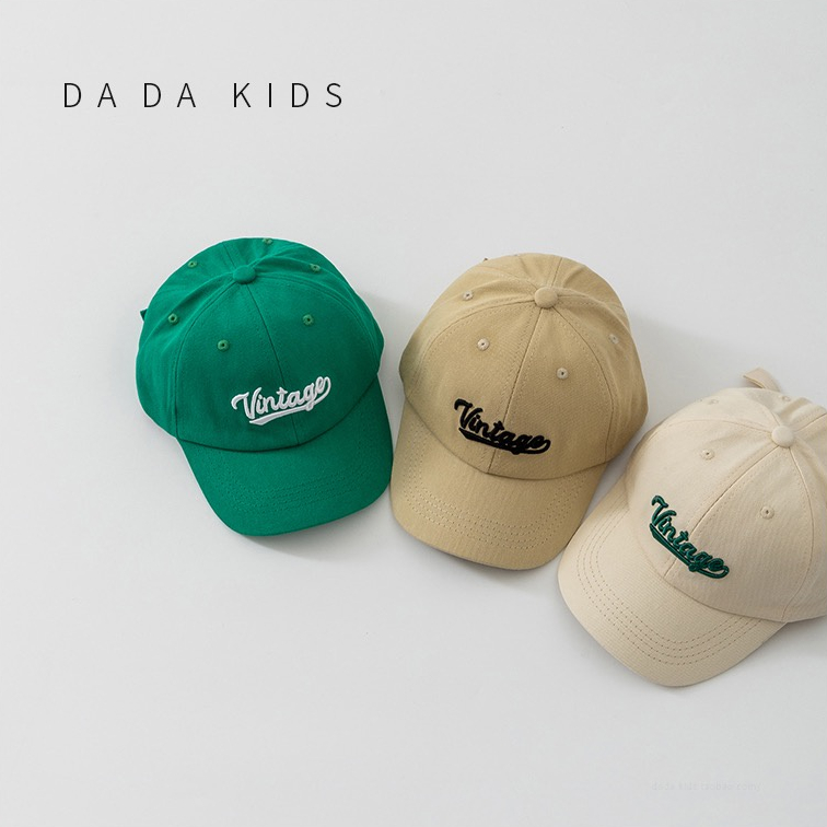 Mũ Vải Canvas Thêu Chữ Thời Trang Bốn Mùa Xinh Xắn Dành Cho Bé