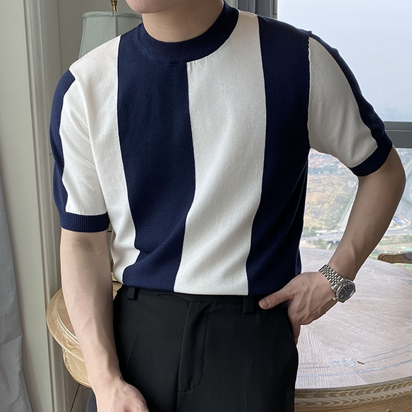 Áo Dệt Kim Mỏng Màu Sắc Tương Phản Thời Trang Mùa Hè Có Size M-3