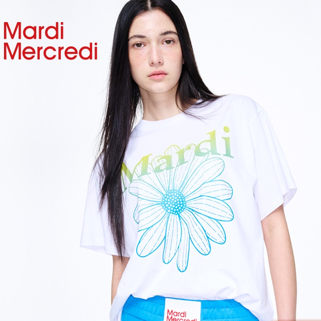 Áo Thun Ngắn Tay Màu gradient Họa Tiết Hoa Cúc Nhỏ Mardi Mercredi Mùa Xuân