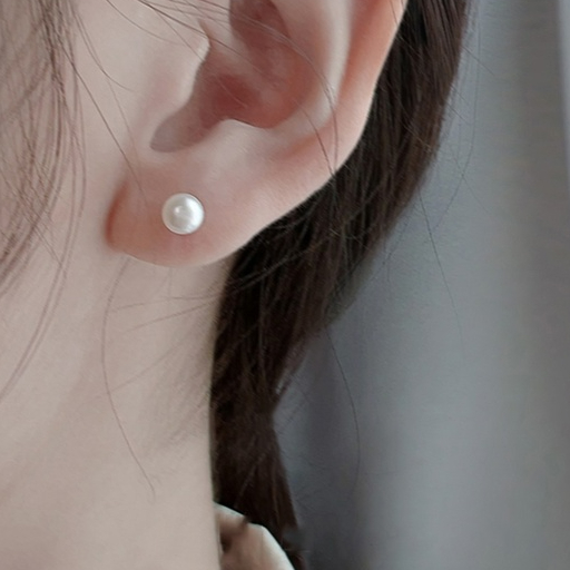 Bông Tai Mạ Bạc 925 Đính Ngọc Trai Nhân Tạo 7mm Thời Trang