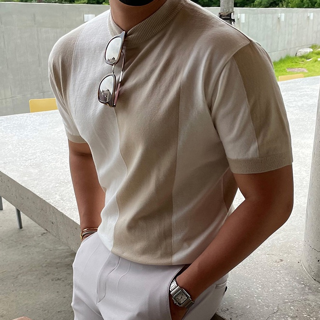 Áo Dệt Kim Mỏng Màu Sắc Tương Phản Thời Trang Mùa Hè Có Size M-3