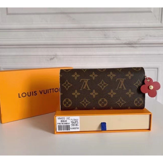 Ví Nữ Dài 100% Chính Hãng Louis Vuitton Họa Tiết Hoa Đỏ