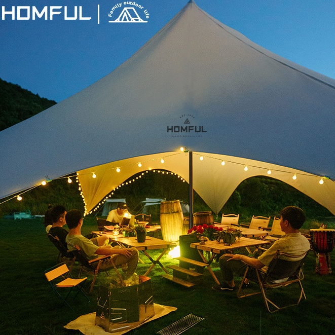 HOMFUL 【COD】 Ngoài Trời Tán Lều Cắm Trại Bạt Phủ Dovetail Hình Bướm Đa Người Dã Ngoại Che Mưa Mưa Nắng Pergola OT0182