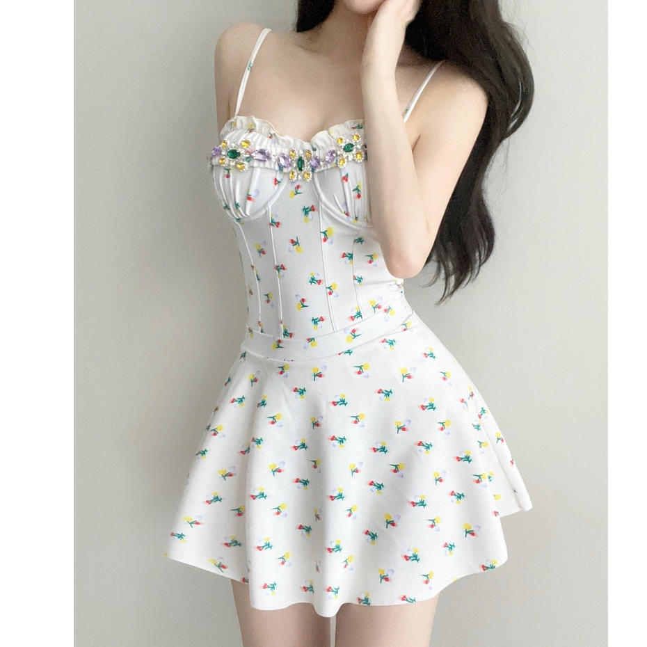 Đồ Bơi Một Mảnh Không Dây Nâng Ngực Đính Kim Cương Phong Cách Pháp Cho Nữ