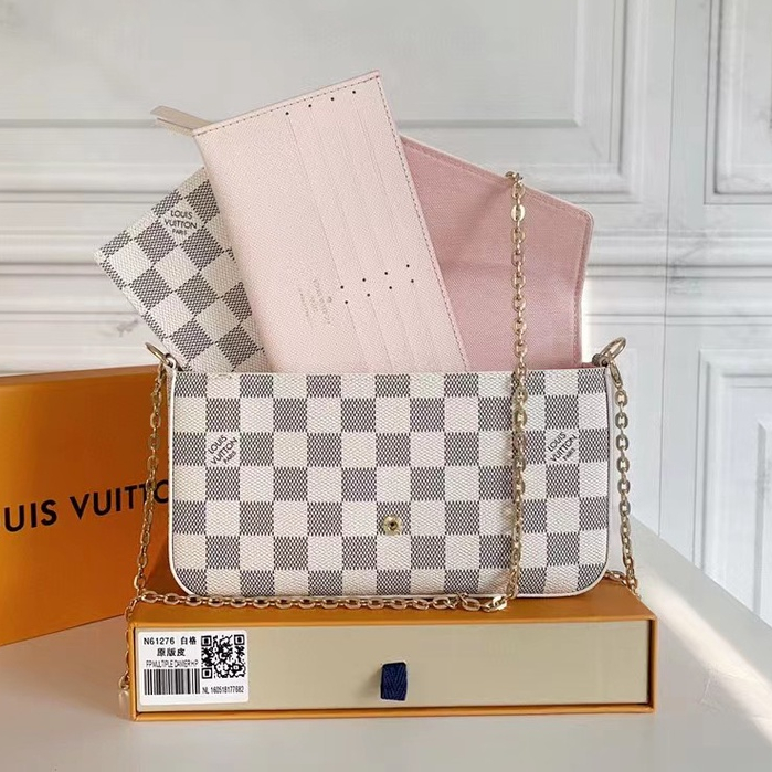 (Hàng Có Sẵn Để Gửi + Hộp + 100% Túi Xách Đeo Vai Chính Hãng) LV / Louis Vuitton Màu Trắng Có Dây Xích M61276