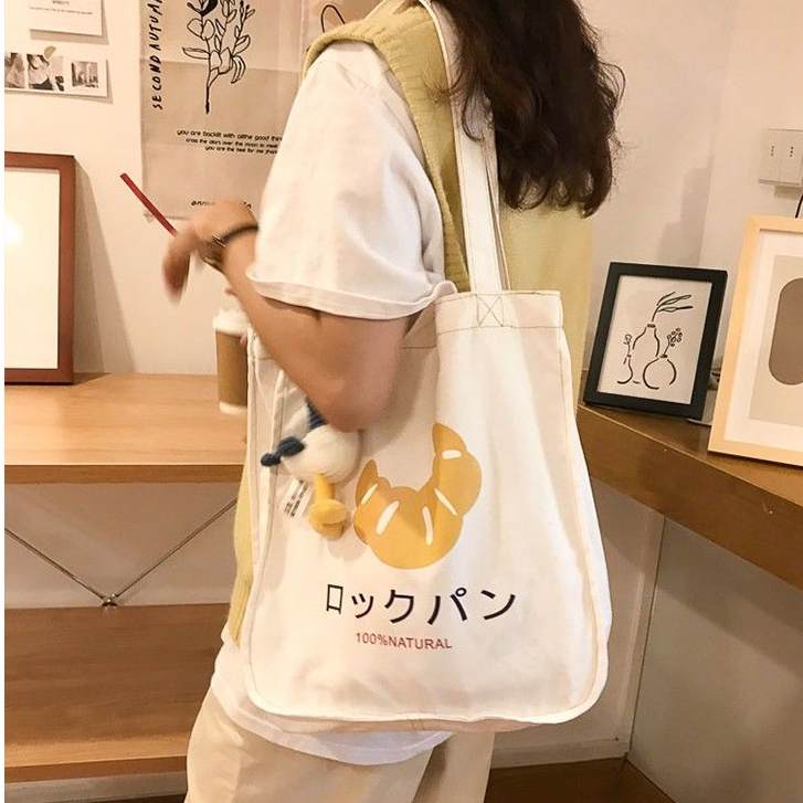 Túi xách NALLCHEER Galancher canvas sức chứa lớn phong cách harajuku Nhật Bản dễ thương cho nữ