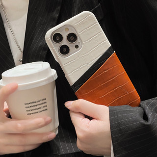 Sang Trọng Cá Sấu Da Thẻ Ví Dành Cho iPhone 16 11 12 13 14 15 Pro Max 14 Plus Hit Color Hai Khe Cắm Thẻ Chống Sốc Ốp điện thoại Cứng