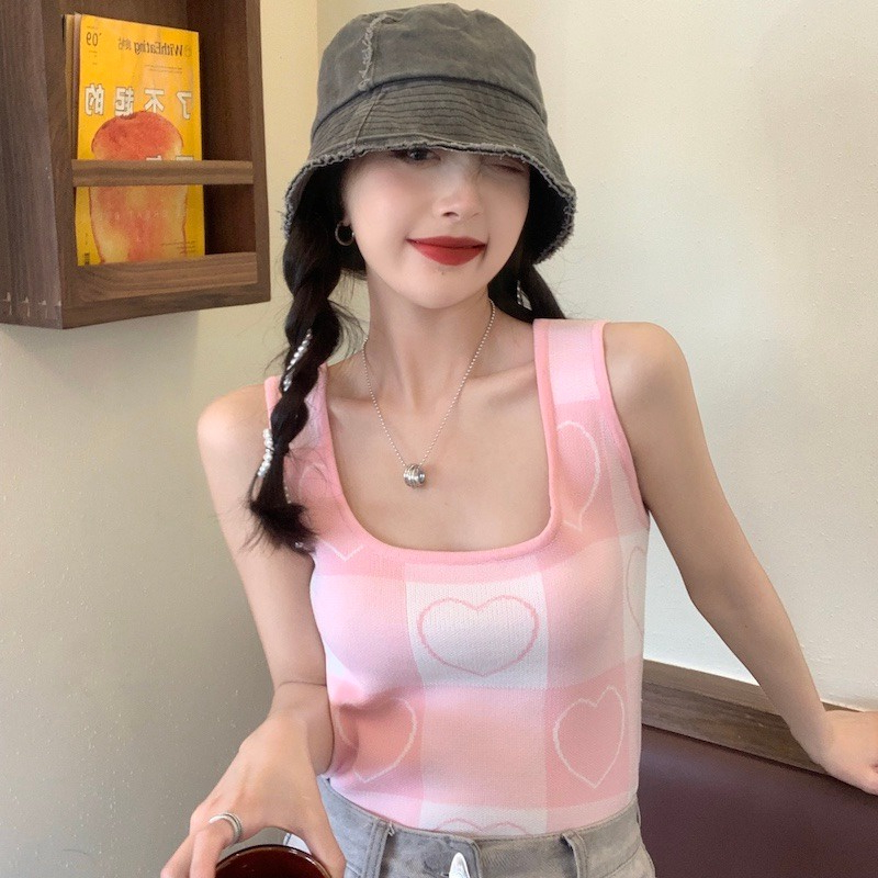 LANJIEXI Áo hai dây dệt kim không tay thời trang mùa hè 2023 cho nữ