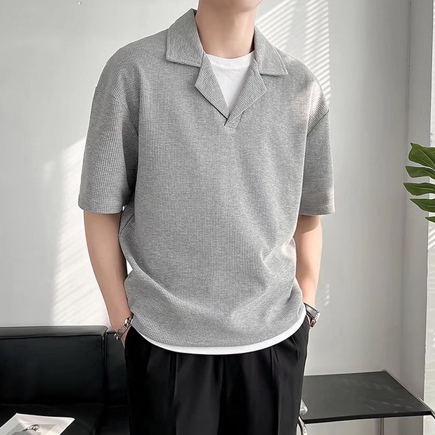 Áo polo Ngắn Tay Form Rộng Phong Cách Hàn Quốc Dành Cho Nam