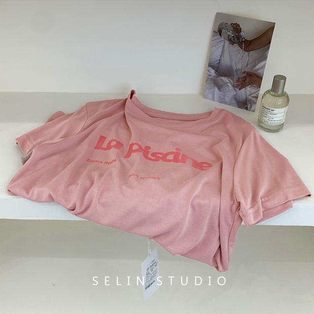 NUZIRO Áo Thun Tay Ngắn Cổ Tròn In Hình Phong Cách Hàn Quốc Thời Trang Mùa Hè Cho Nữ