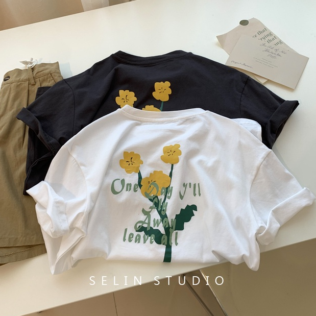 NUZIRO Áo Thun Tay Ngắn Cổ Tròn In Hình Phong Cách Hàn Quốc Thời Trang Mùa Hè Cho Nữ