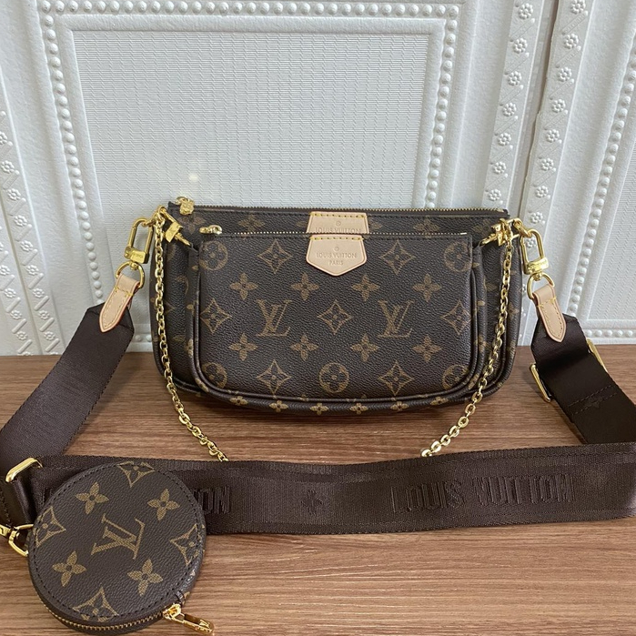Bộ Ba Món Túi Đeo Vai + Túi Đeo Chéo + Ví Cầm Tay Chính Hãng 100% In Họa Tiết LV Hiệu Louis Vuitton Thời Trang Sang Trọng