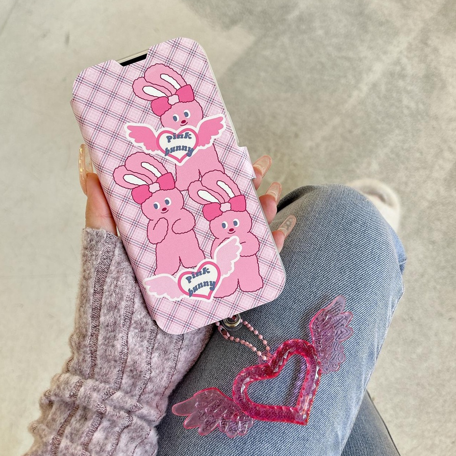 Ốp Điện Thoại tpu silicone Mềm Trong Suốt Nắp Lật Chống Sốc In Hình Thỏ Hoạt Hình Cho iPhone 14 13 12 11 PRO MAX