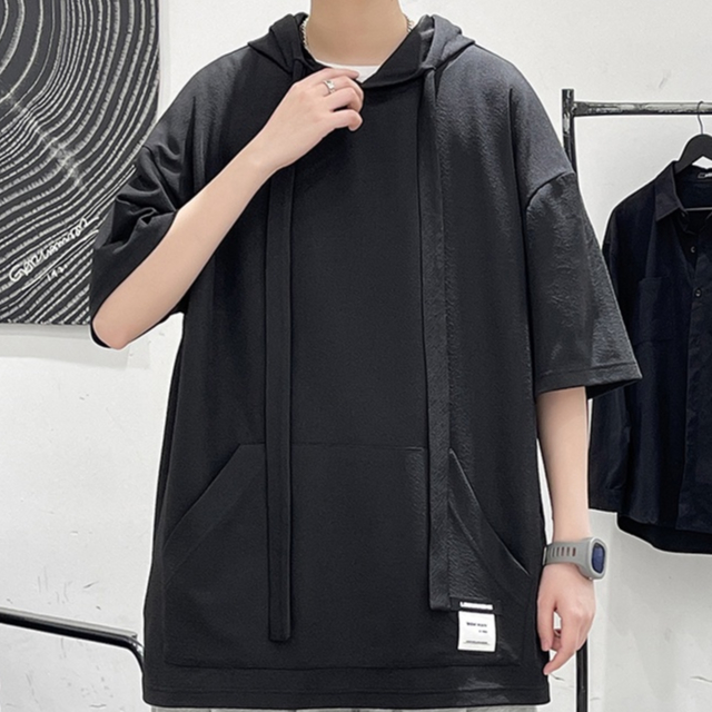 Áo Hoodie Tay Lỡ Màu Sắc Đơn Giản Phong Cách Hàn Quốc Cho Nam mùa hè áo hoodie unisex form rộng