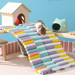 Elsabell. Thang gỗ uốn nhiều màu trang trí chuồng hamster, Cầu thang gỗ uốn cho Hamster , Sóc , đuôi mập