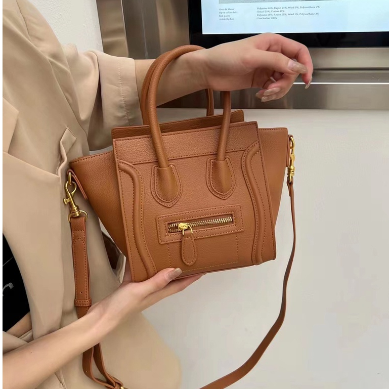 Túi Đeo Chéo Bằng Da Thuộc In Hình Mặt Cười Thời Trang 2022 Dành Cho Nữ